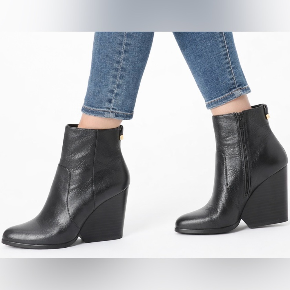 Calvin Klein Black Leather Ankle Booties